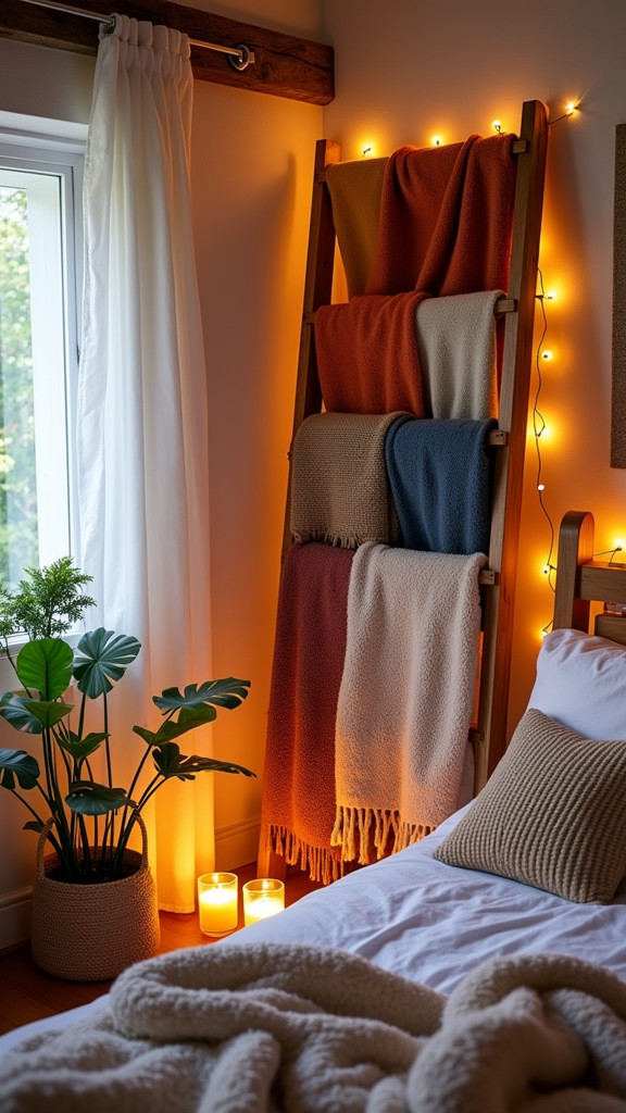 Add a Blanket Ladder for Cozy Throws