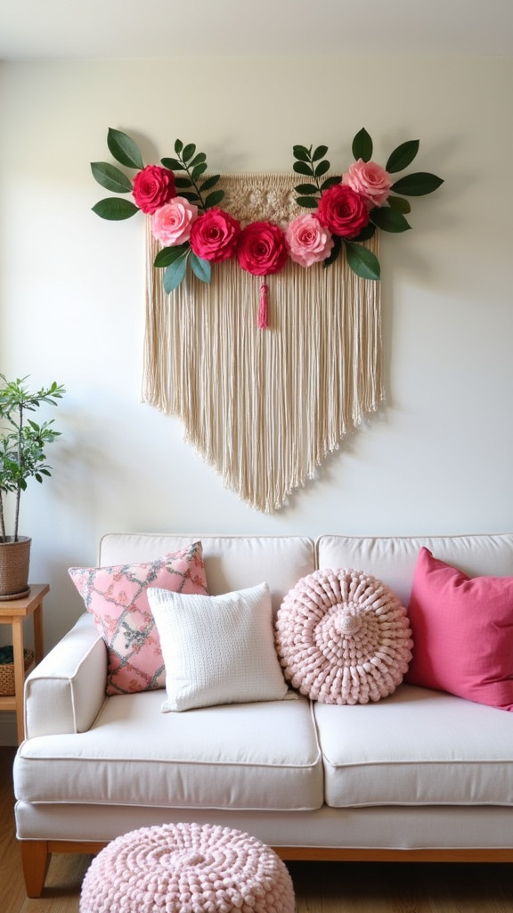 14. Experiment with Floral Macramé Wall Hangings