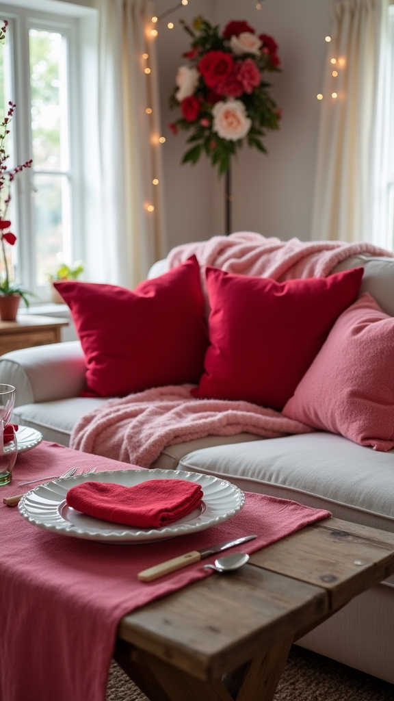 18. Add a Touch of Red or Pink to Your Linens