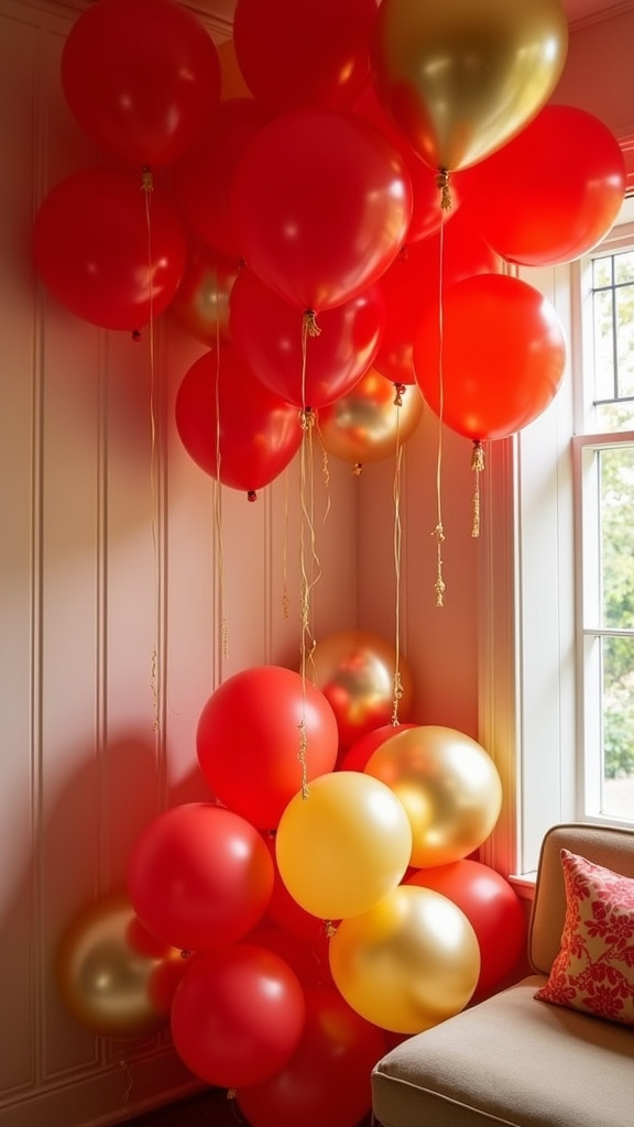 18. Arrange Red Balloons for a Fun Atmosphere