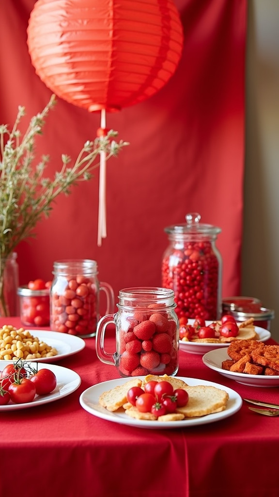 19. Set Up a Red-Themed Snack Table