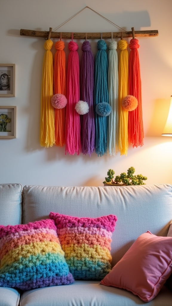 22. Make a Whimsical Pom-Pom Wall Hanging