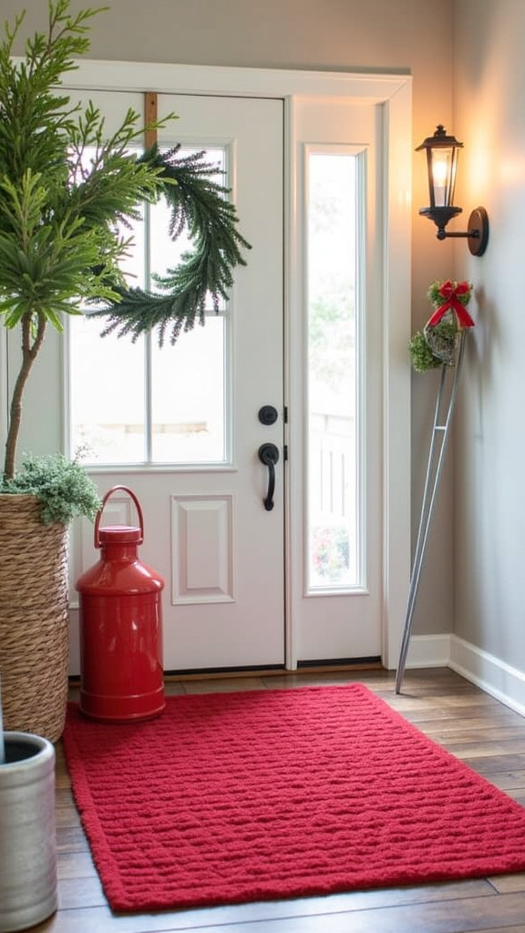 22. Use Red Mats for Entryway Decor