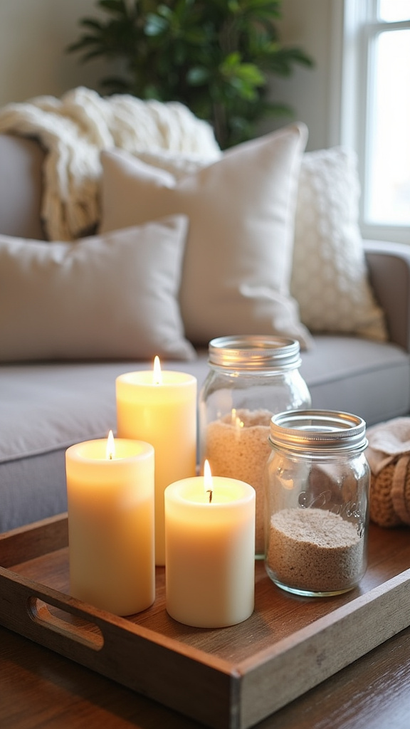 4. Add Warmth with Creamy Candles