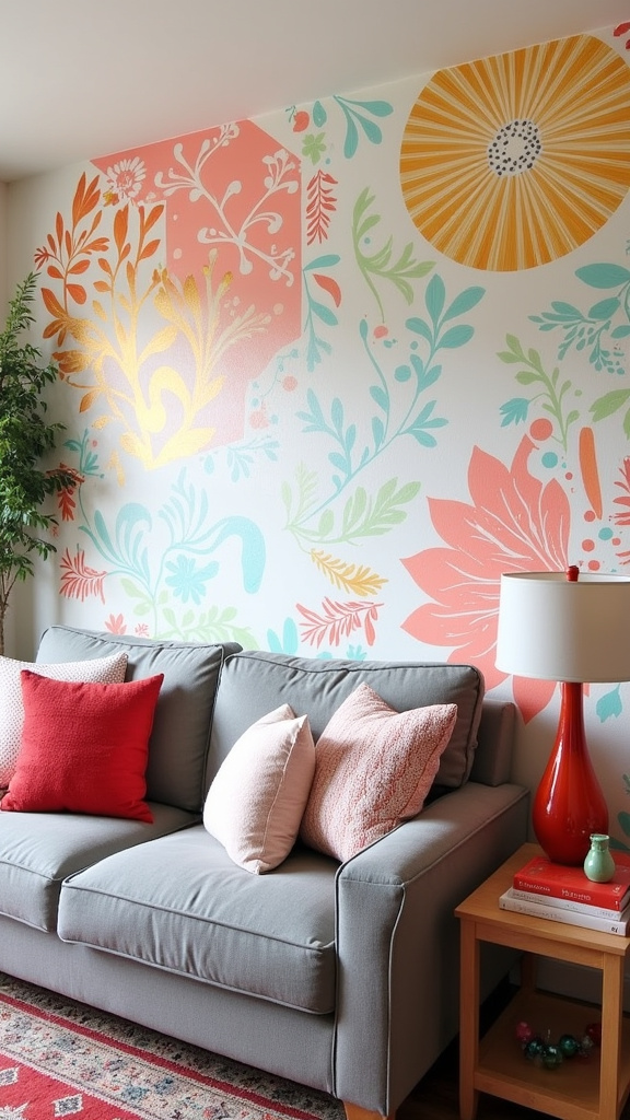 8. Use Stencils for a Unique Wall Mural