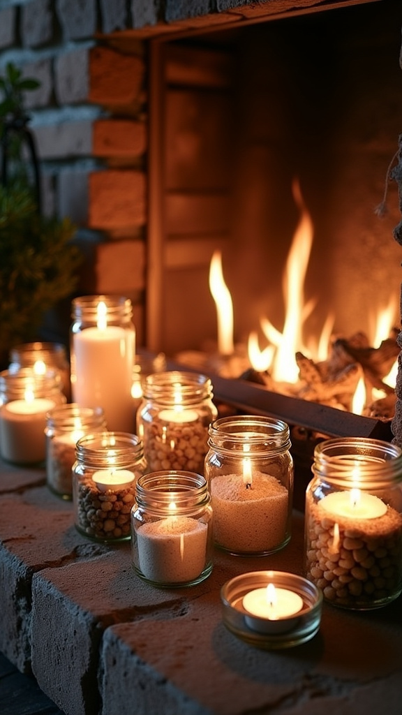 Add Candles to Your Fireplace for a Warm Focal Point