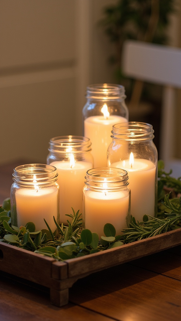 Combine Candles with Fresh Greens for a Natural Look