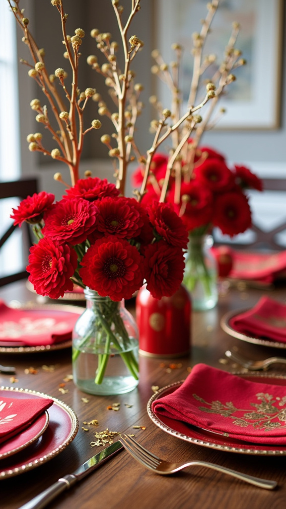 Design a Stunning Floral Arrangement with Red and Gold Blooms