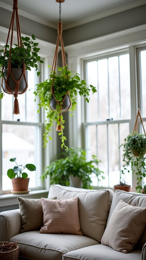 Hang Plants to Save Floor Space