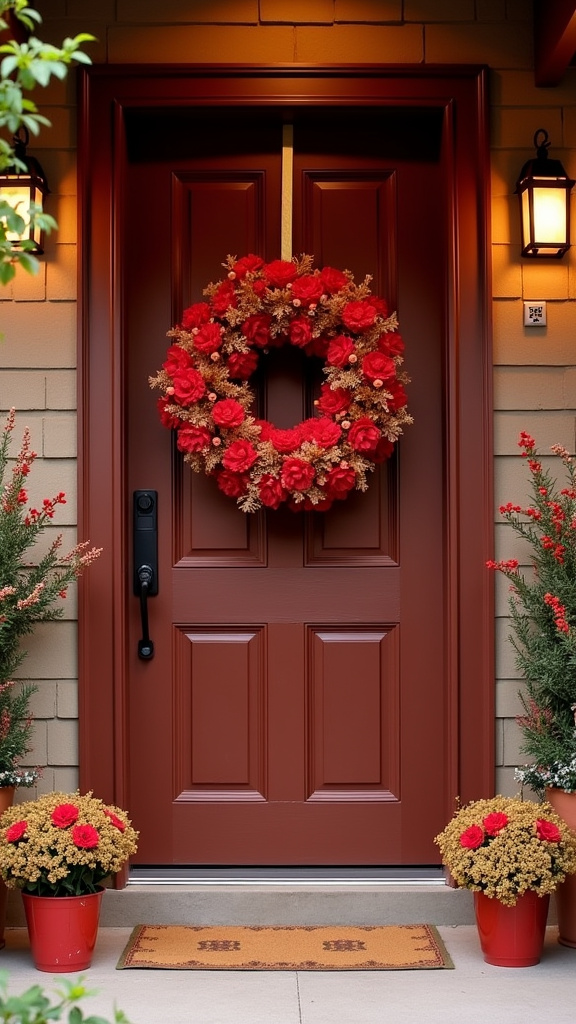 Hang a Red-and-Gold Wreath on Your Door