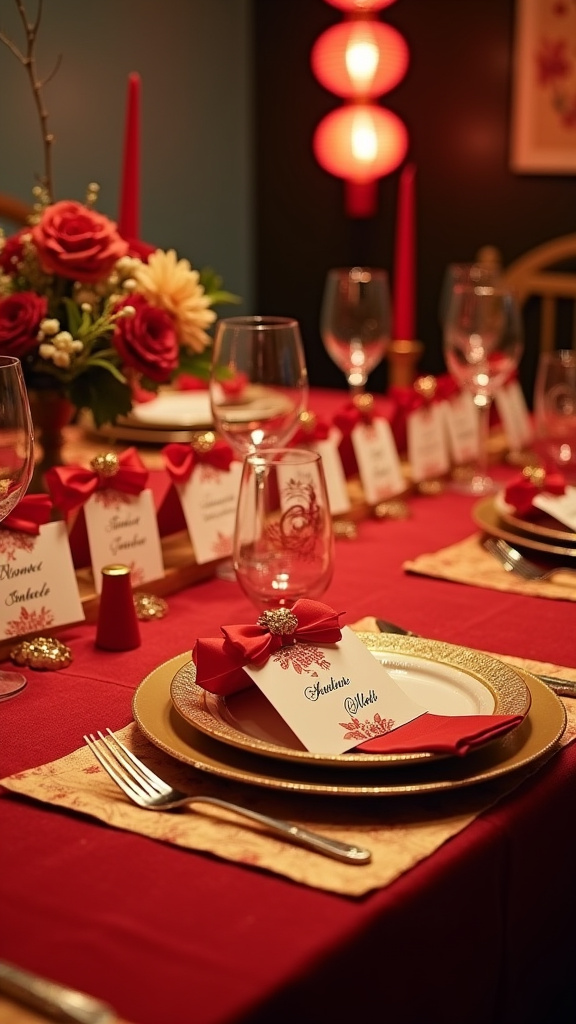 Make Personalized Place Cards in Red and Gold