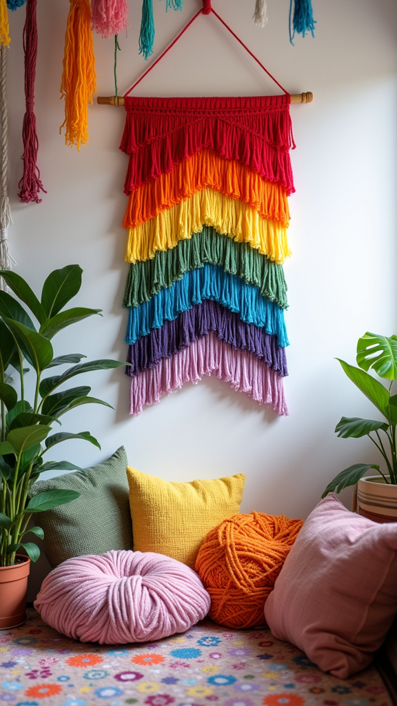 10. Craft a Rainbow Wall Hanging for Good Luck