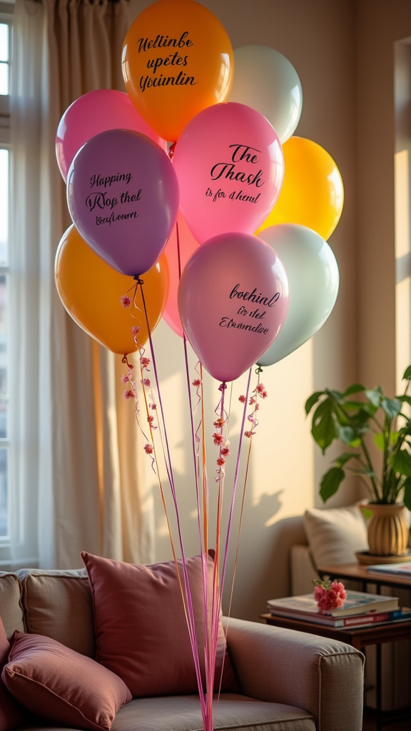 12. Colorful Balloons with Empowering Messages