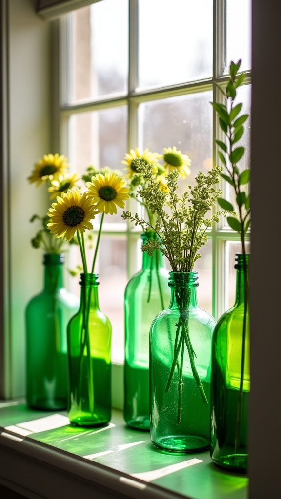 13. Display a Collection of Green Glassware