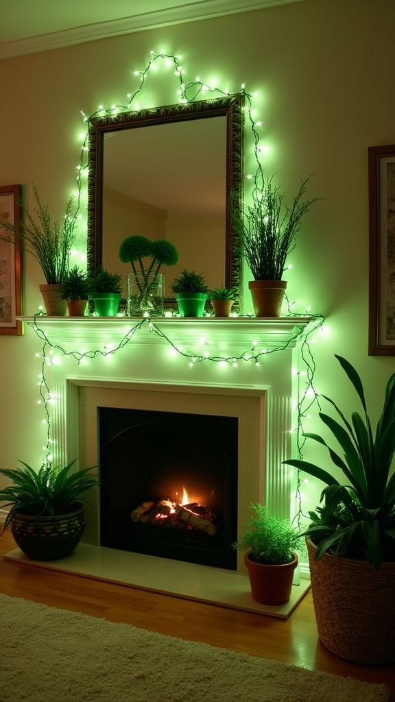 16. Incorporate Green Fairy Lights for Sparkle