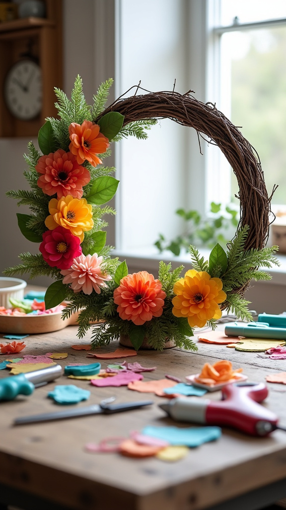 18. Make a Floral Wreath for Your Door