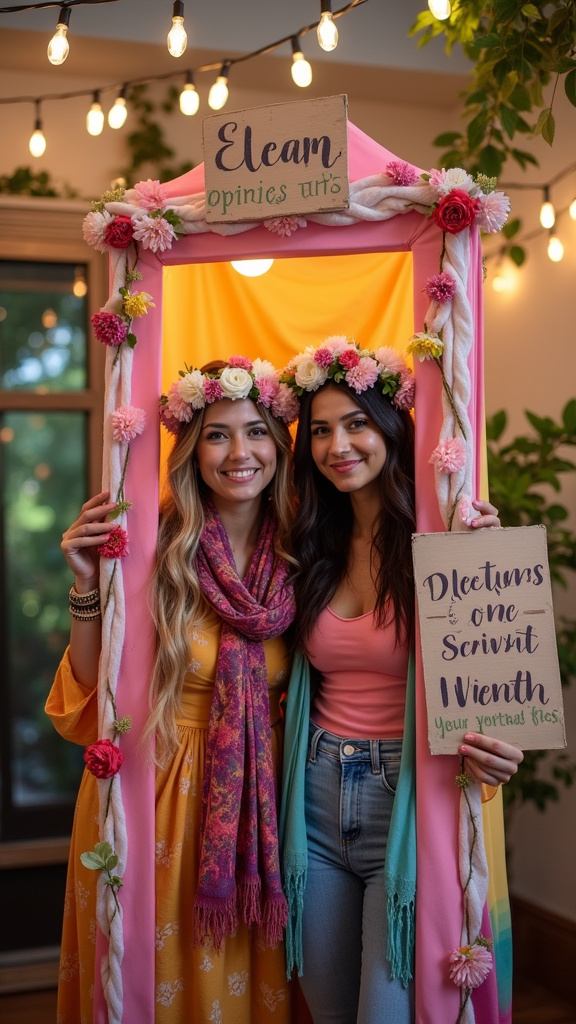 21. Fun Photo Booth with Feminine Props