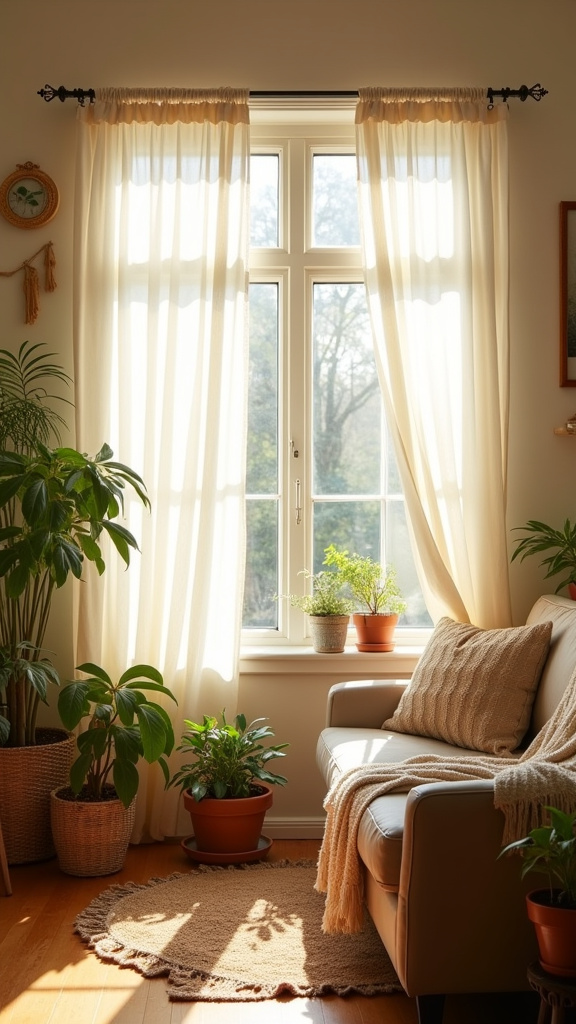 23. Hang Sheer Curtains for Soft Light