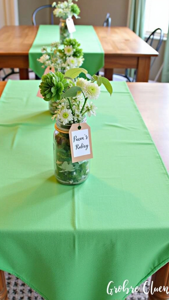 25. Bold Green Tablecloths for a Festive Feel