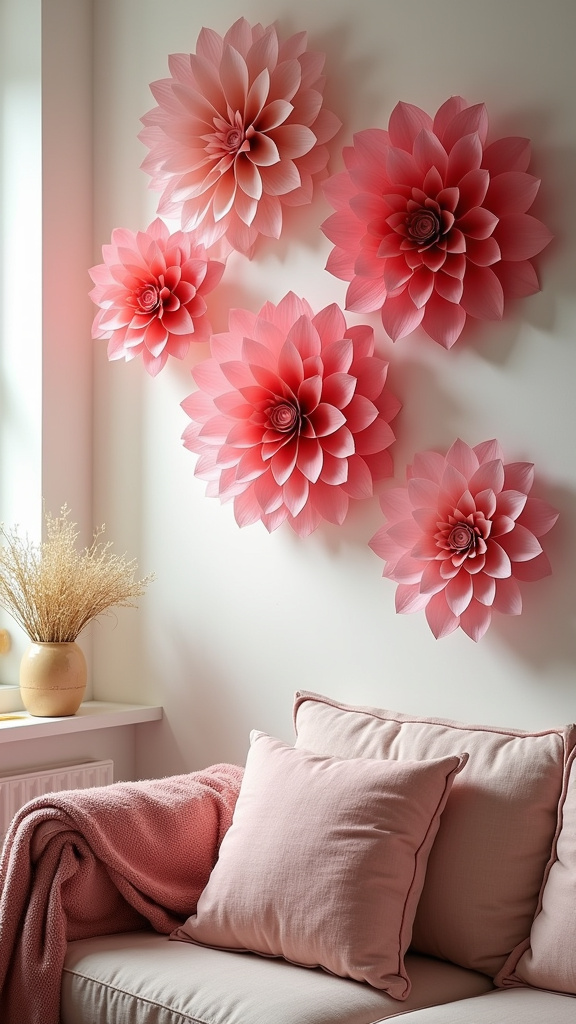 4. Handmade Paper Flowers as Wall Art