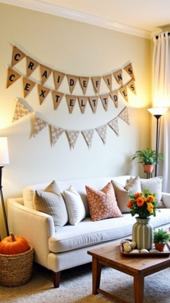 6. Hang a Rustic Banner with Seasonal Messages