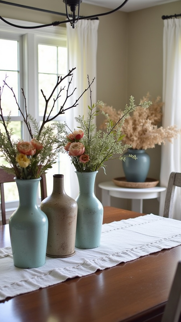 6. Use Vintage Flower Vases as Centerpieces