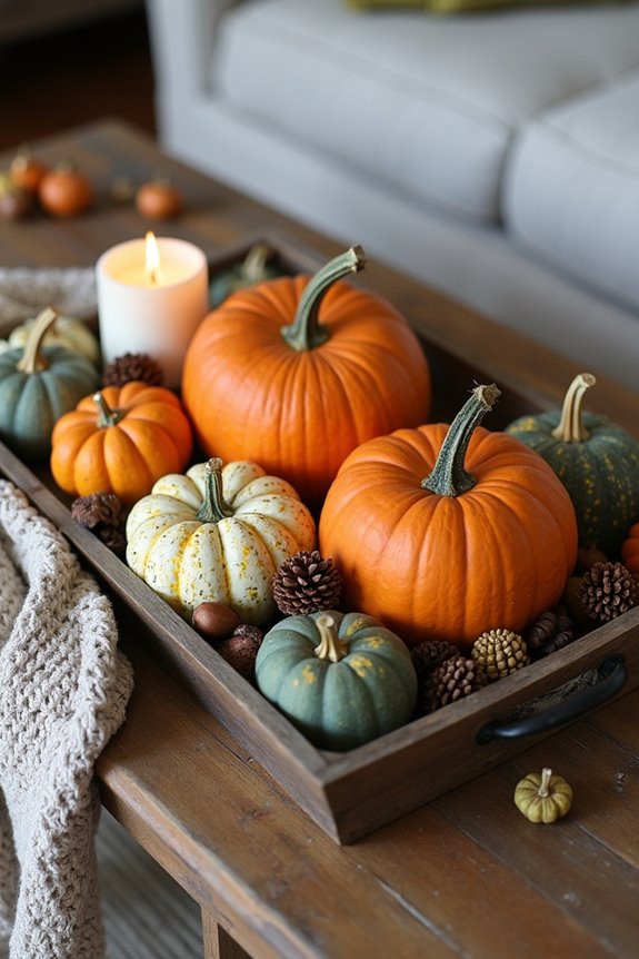 autumn pumpkin and gourd decor