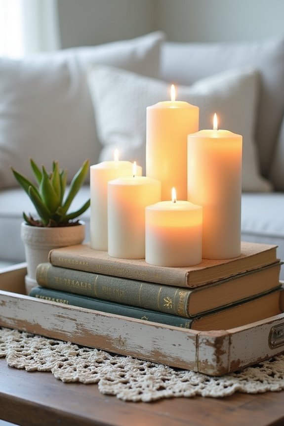 books and candles display