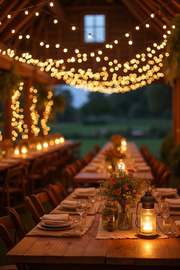 illuminated outdoor gathering space