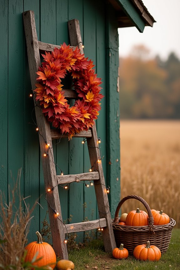 seasonal ladder wreath decor