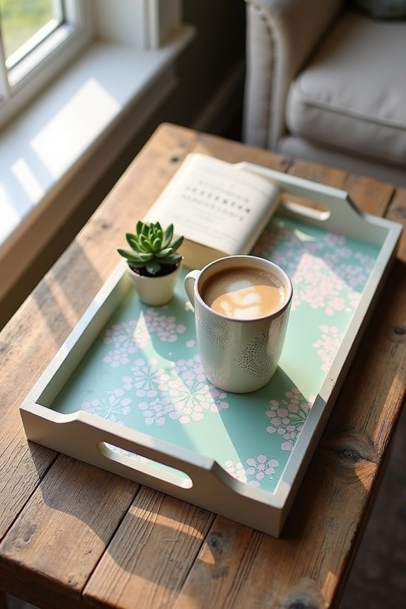 stenciled diy painted tray