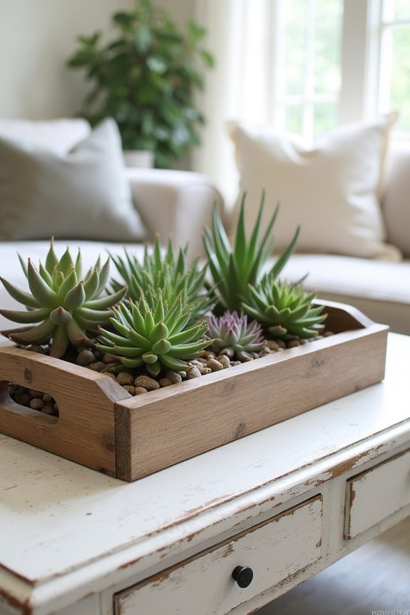 succulent plants in tray