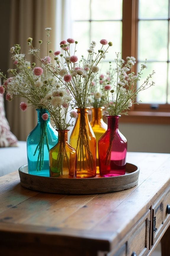 vibrant vases filled with wildflowers