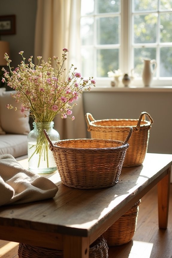cozy woven basket decor