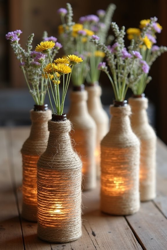 decorative jute rope bottles