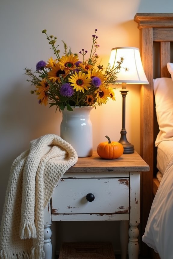 floral arrangements or pumpkins