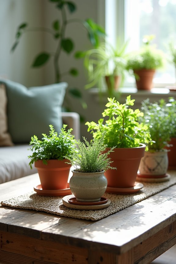 indoor greenery with pots