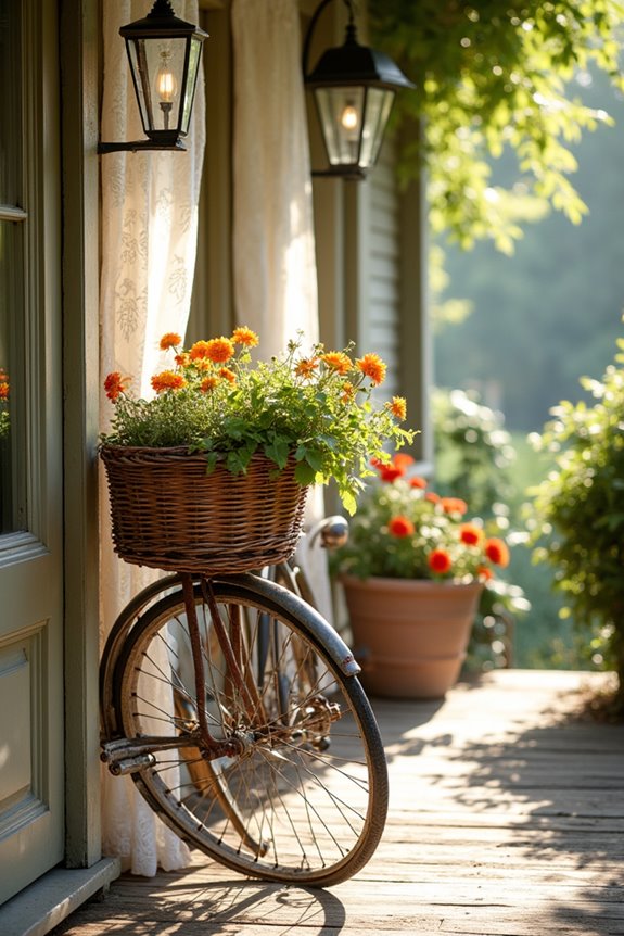 repurposed bikes as planters