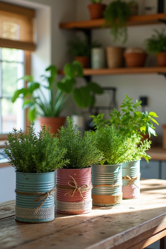repurposed cans for gardening