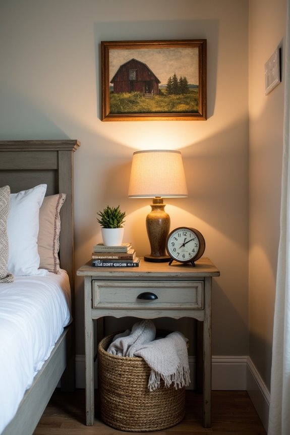 rustic decor above nightstand