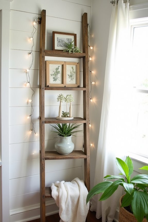 rustic ladder showcase decor