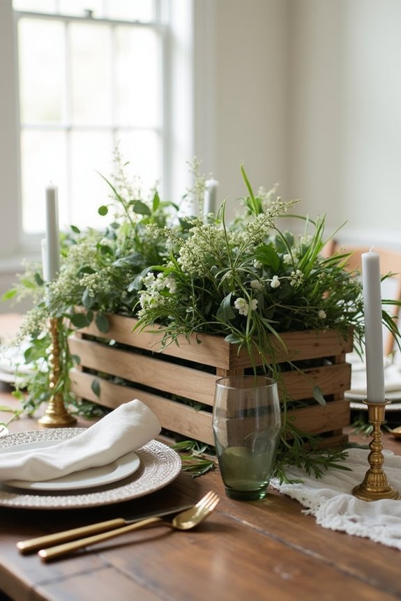 rustic wooden crate centerpiece