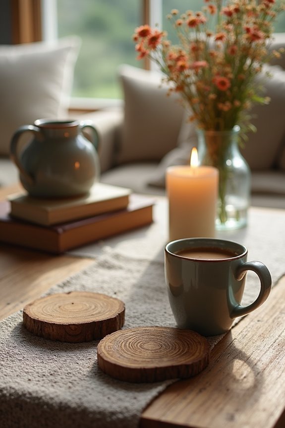 rustic wooden drink coasters