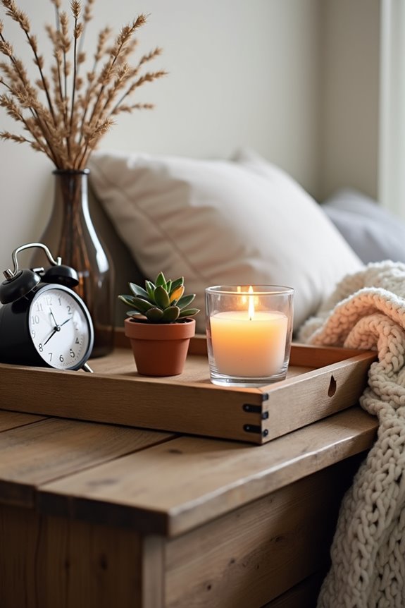 rustic wooden essentials tray