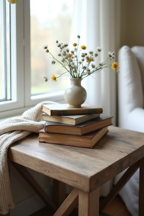 stacked vintage book collection