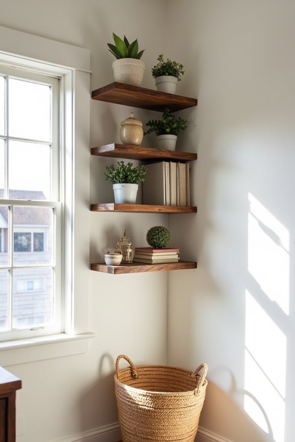 sustainable rustic wooden shelves