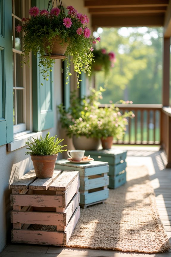 vintage crates as tables