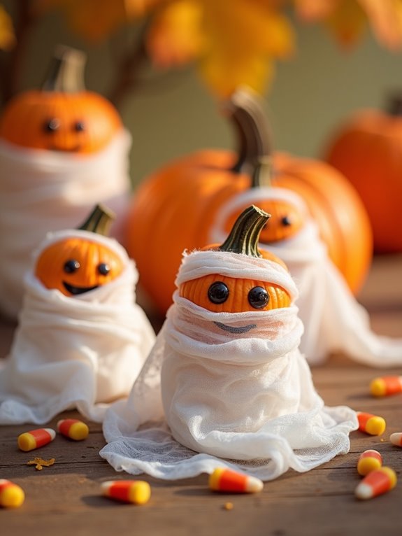 adorable wrapped pumpkin mummies