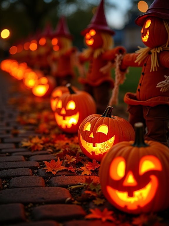 autumn celebration with scarecrows