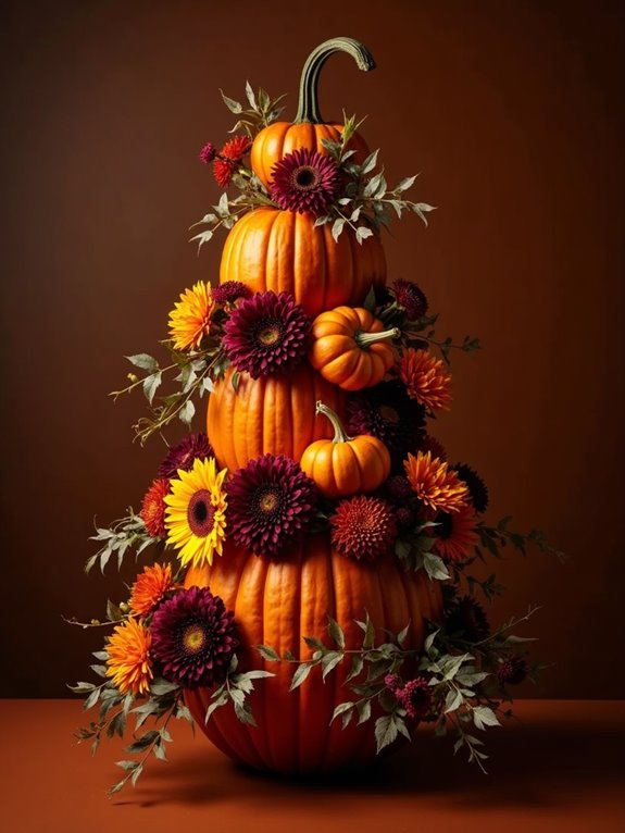 autumn floral pumpkin decor